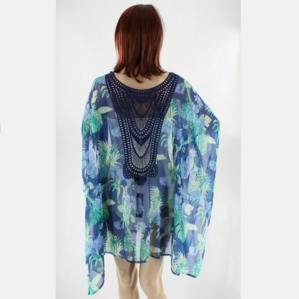 NEW Accessory St New York Blue Graphic Design Kimono Summer Coverup - Size OS